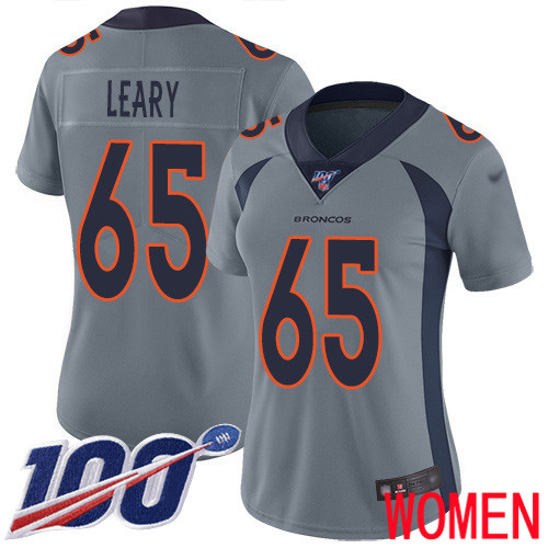 Women Denver Broncos #65 Ronald Leary Limited Silver Inverted Legend 100th Season Football NFL Jersey